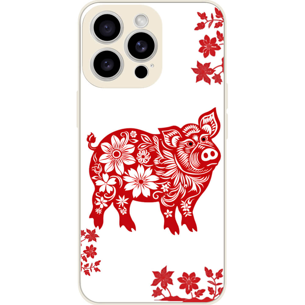 Chinese paper-cut pig customizable phone case