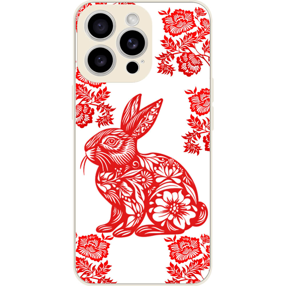 Chinese paper-cut rabbit customizable phone case
