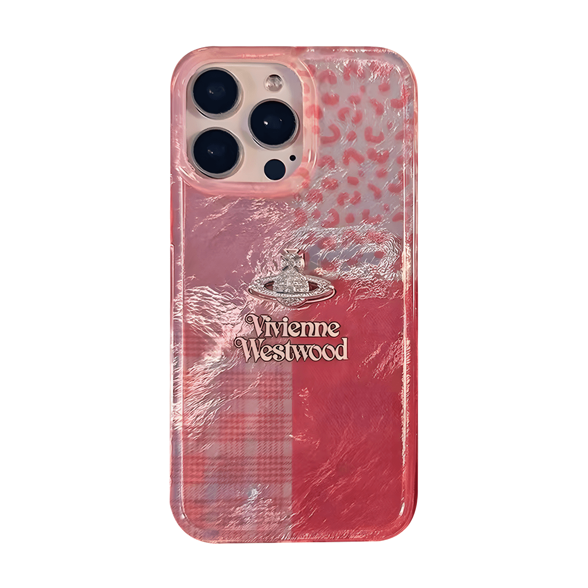 Pink transparent tin foil texture phone case