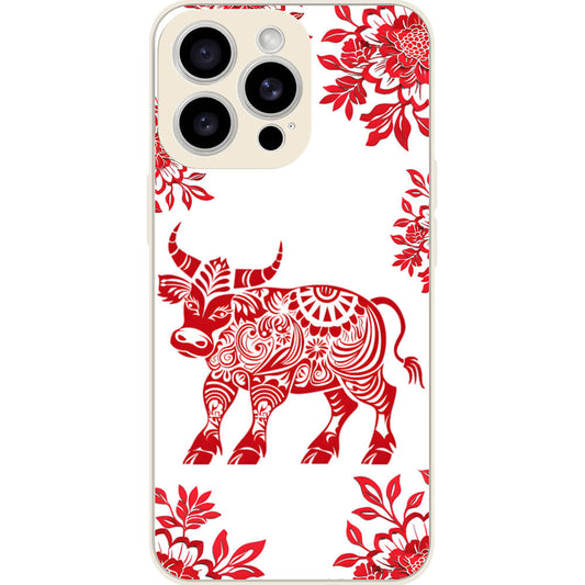 Chinese paper-cut ox customizable phone case