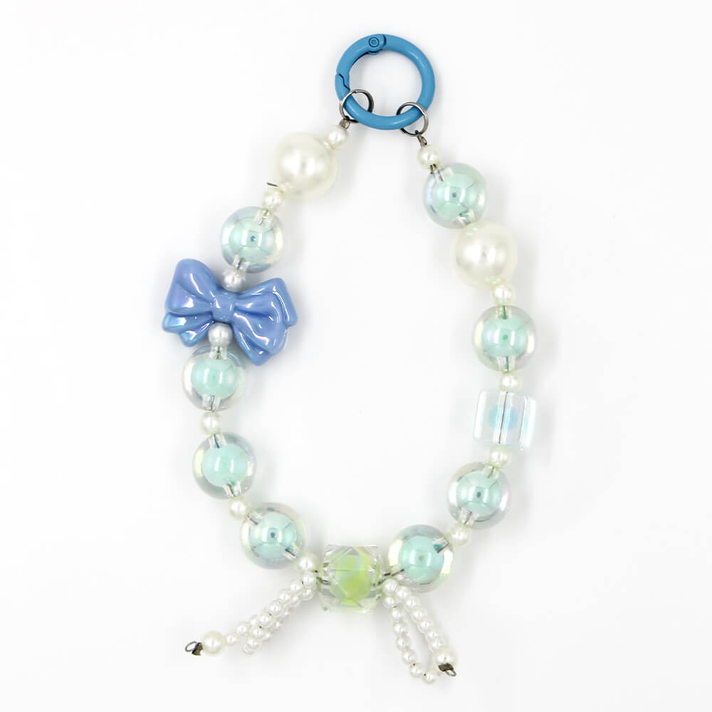 Blue Bow Bead Phone Strap