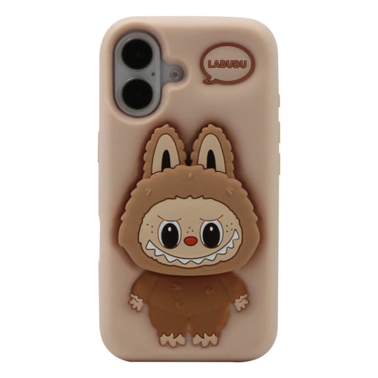 Brown 3D Cartoon Labubu Thickened Silicone Anti-collision Phone Case